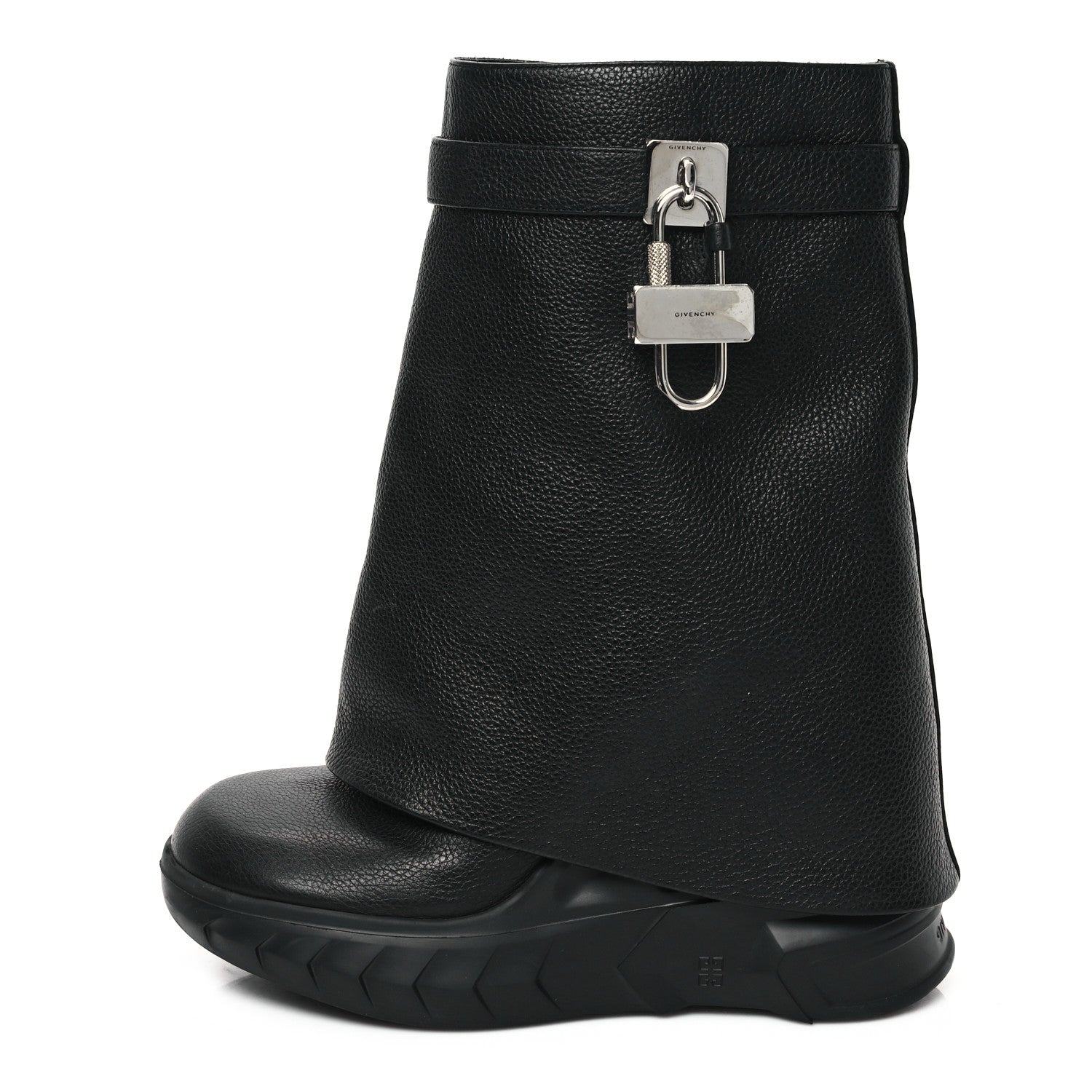 Givenchy Grained Calfskin Shark Lock Biker Ankle Boots 39 Black 1 of 8