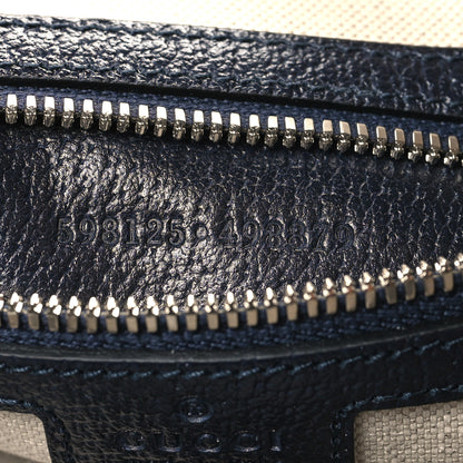 Gucci GG Supreme Monogram Textured Dollar Calfskin Web Small Ophidia Half Moon Hobo Beige Blue 7 of 10