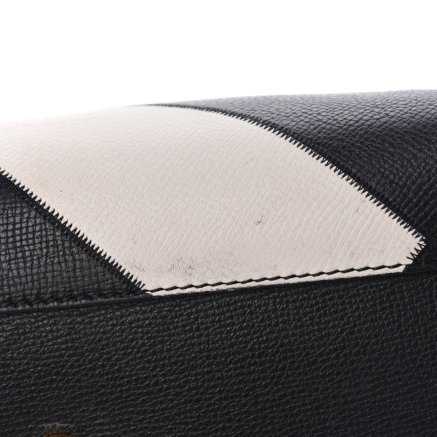 Burberry Grainy Calfskin Patchwork Medium Banner Tote Black White 11 of 22