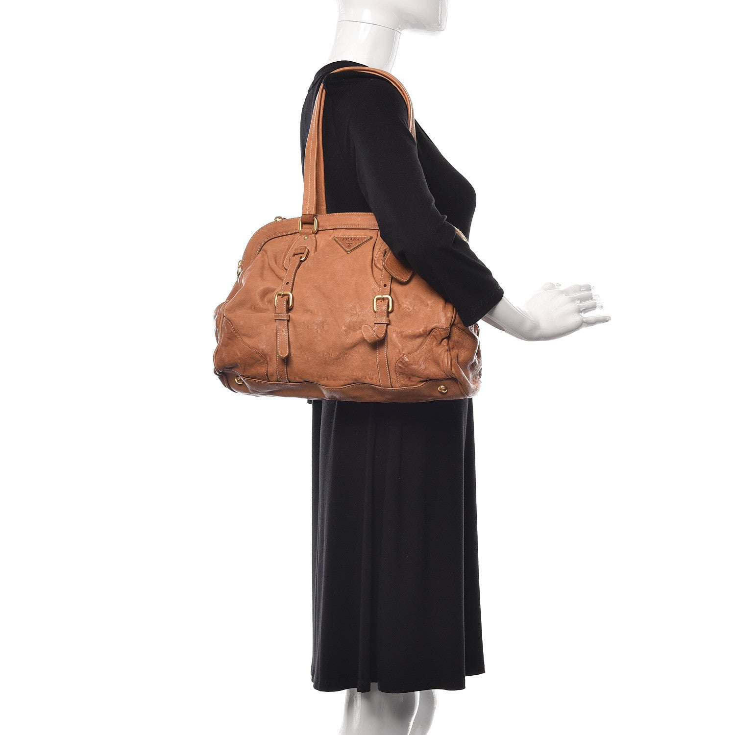 Prada Washed Buffalo Frame Bag Cuoio 2 of 9