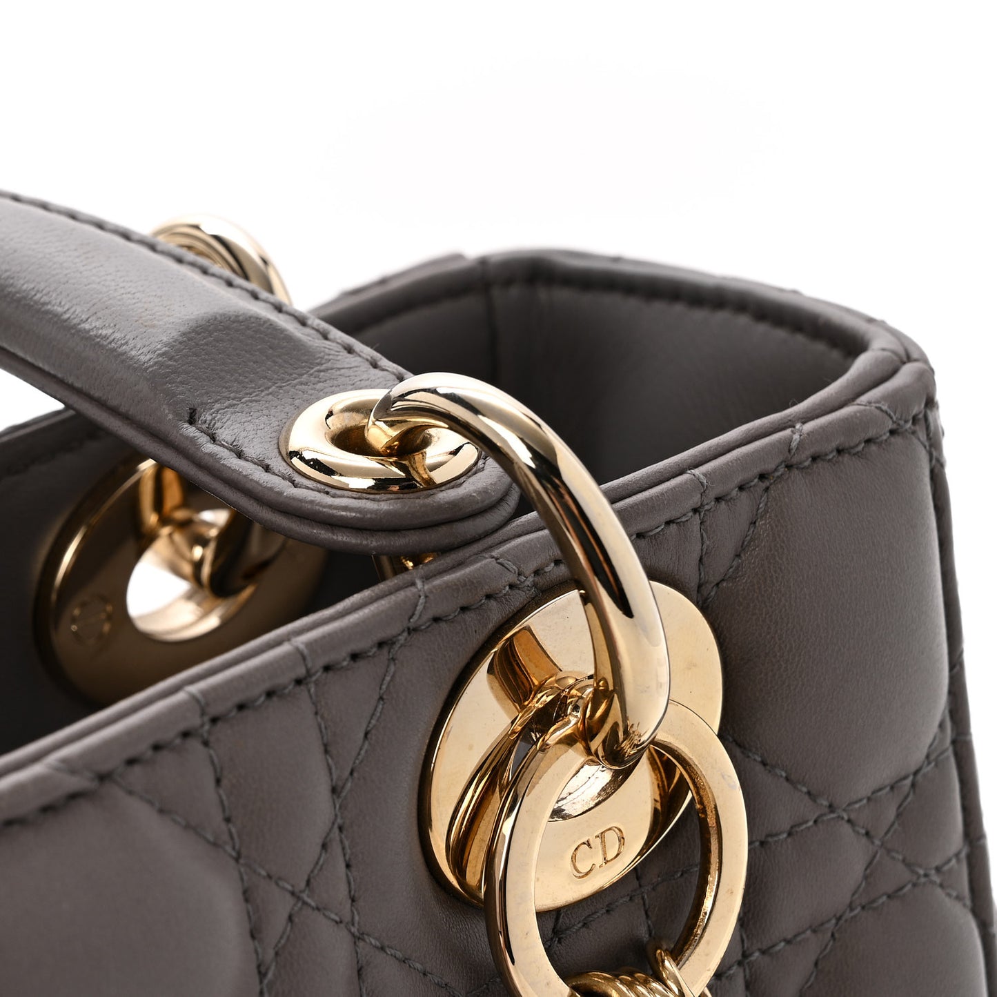 Lambskin Cannage Small Lady Dior Grey