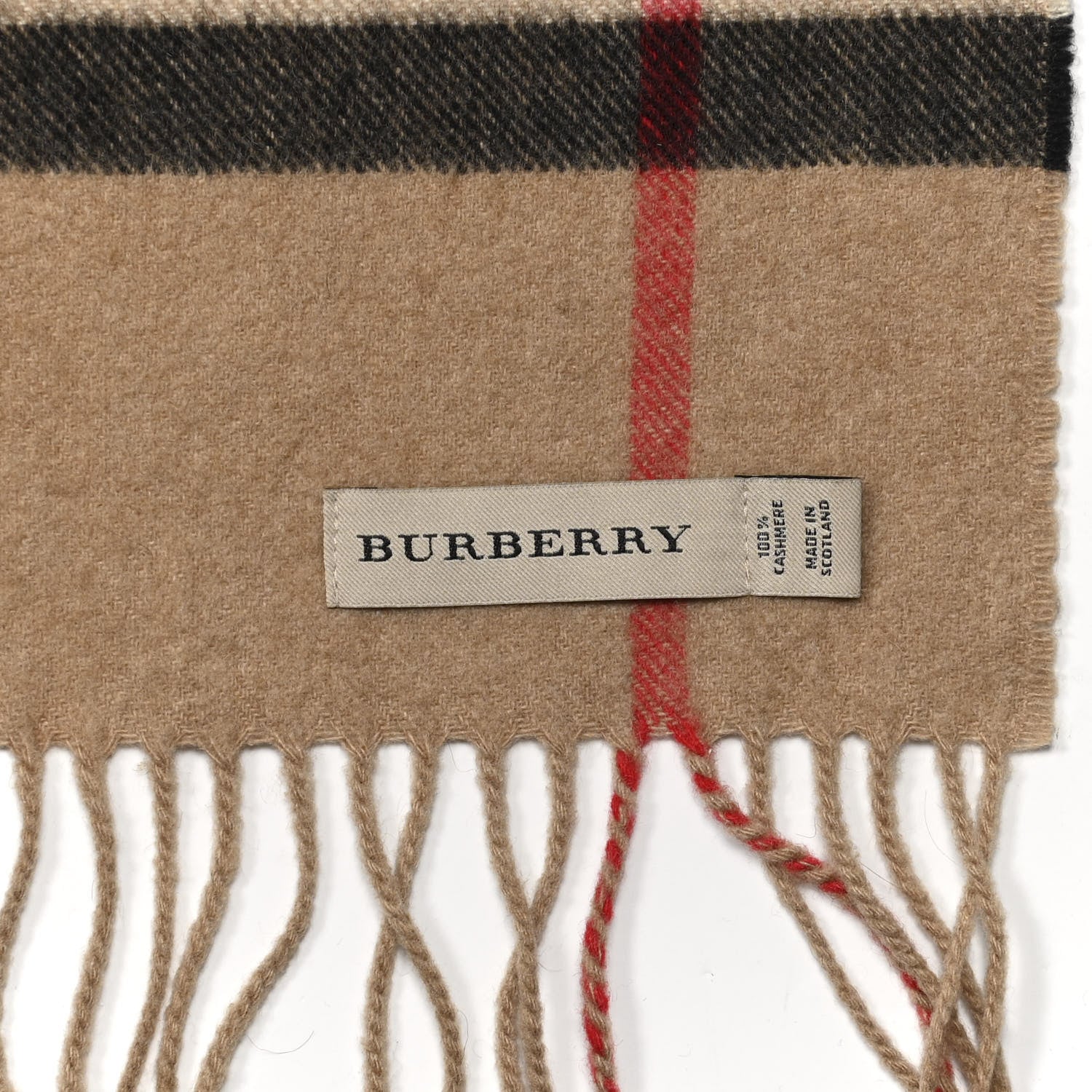 Burberry Cashmere Giant Check Fringe Scarf Archive Beige 3 of 3