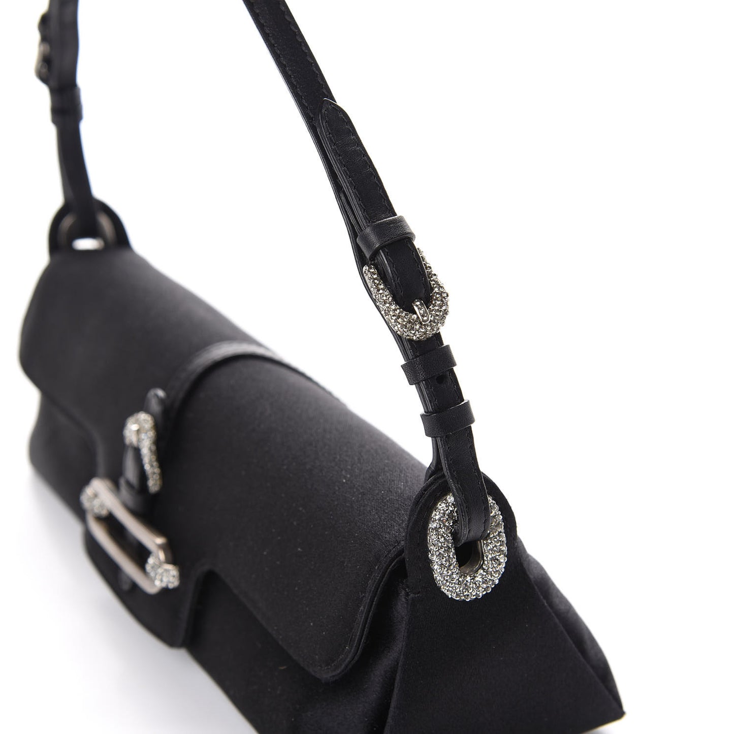 Satin Swarovski Crystal Tulita Evening Bag Black
