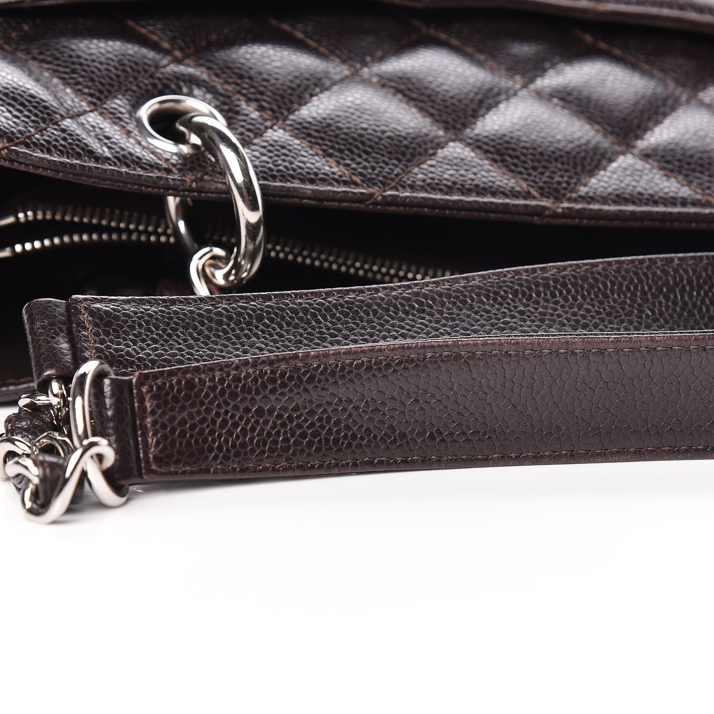 Caviar Quilted Grand Shopping Tote GST Dark Brown