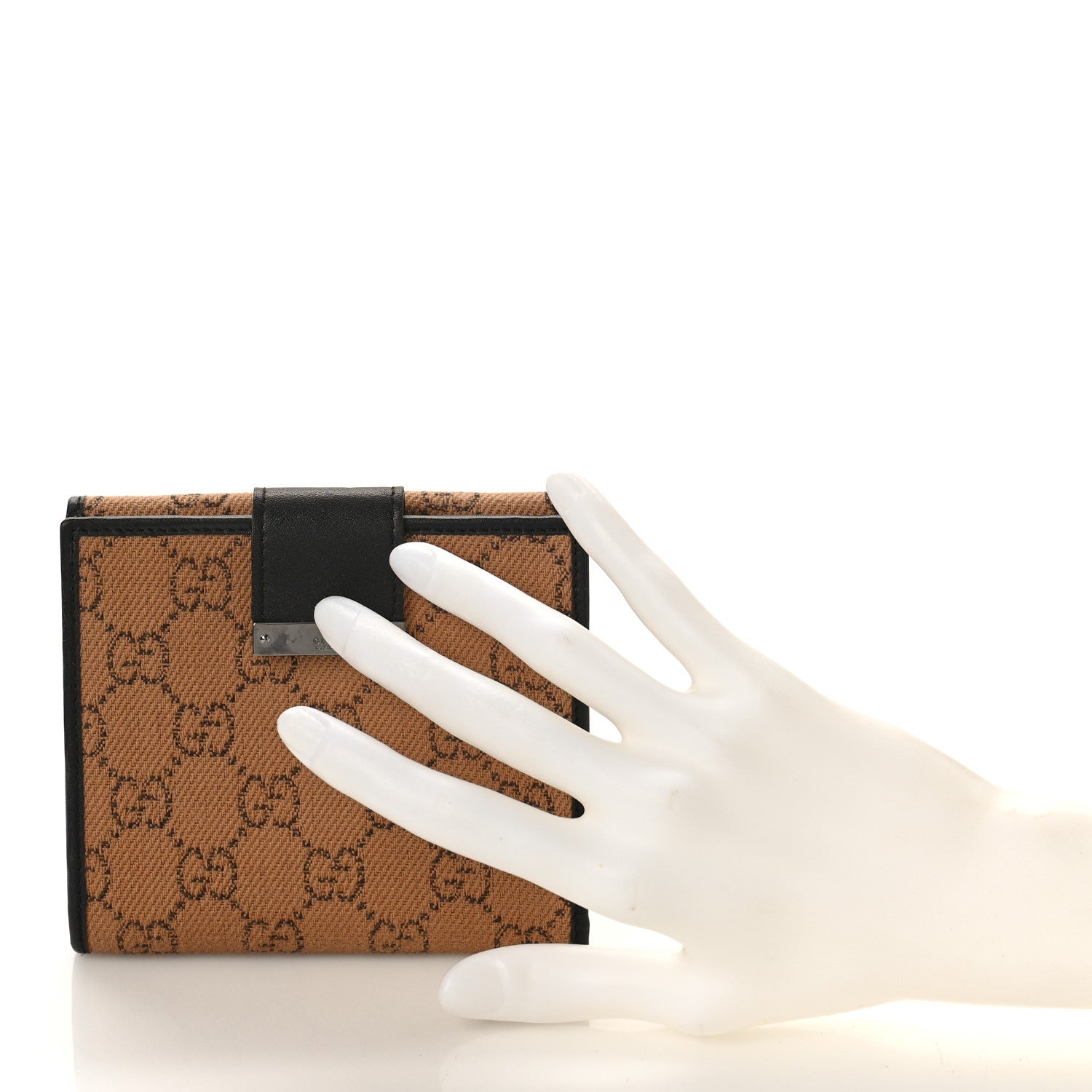 Gucci Monogram Denim Compact Wallet Beige Black 2 of 10