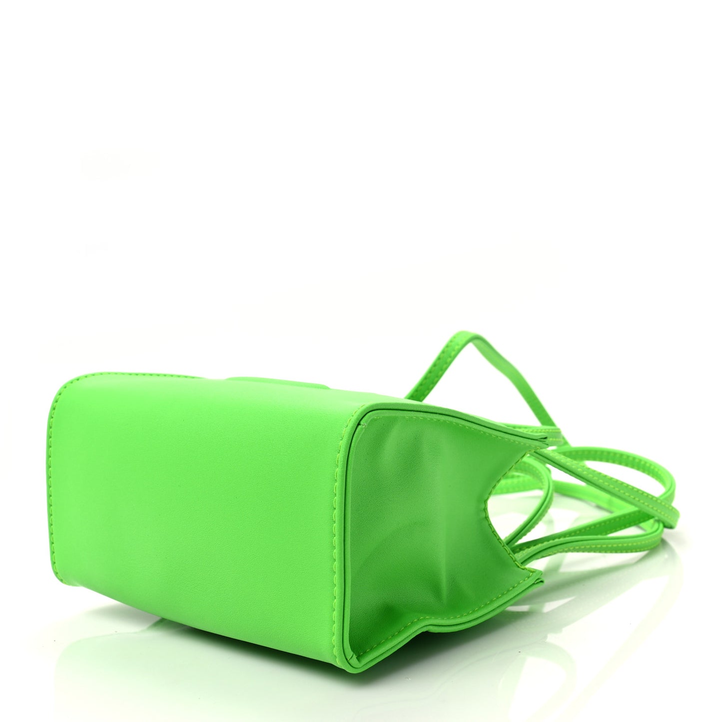 Vegan Leather Small Shopping Bag Highlighter Green