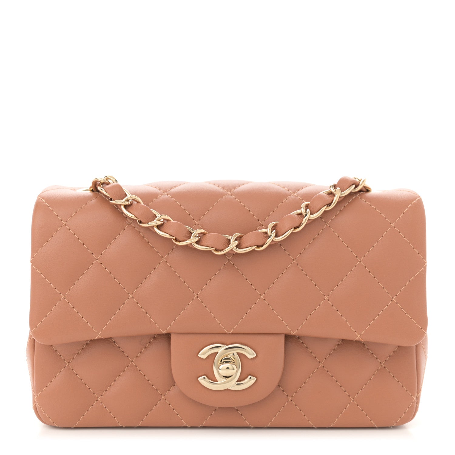 Chanel Lambskin Quilted Mini Rectangular Flap Brown 1 of 12