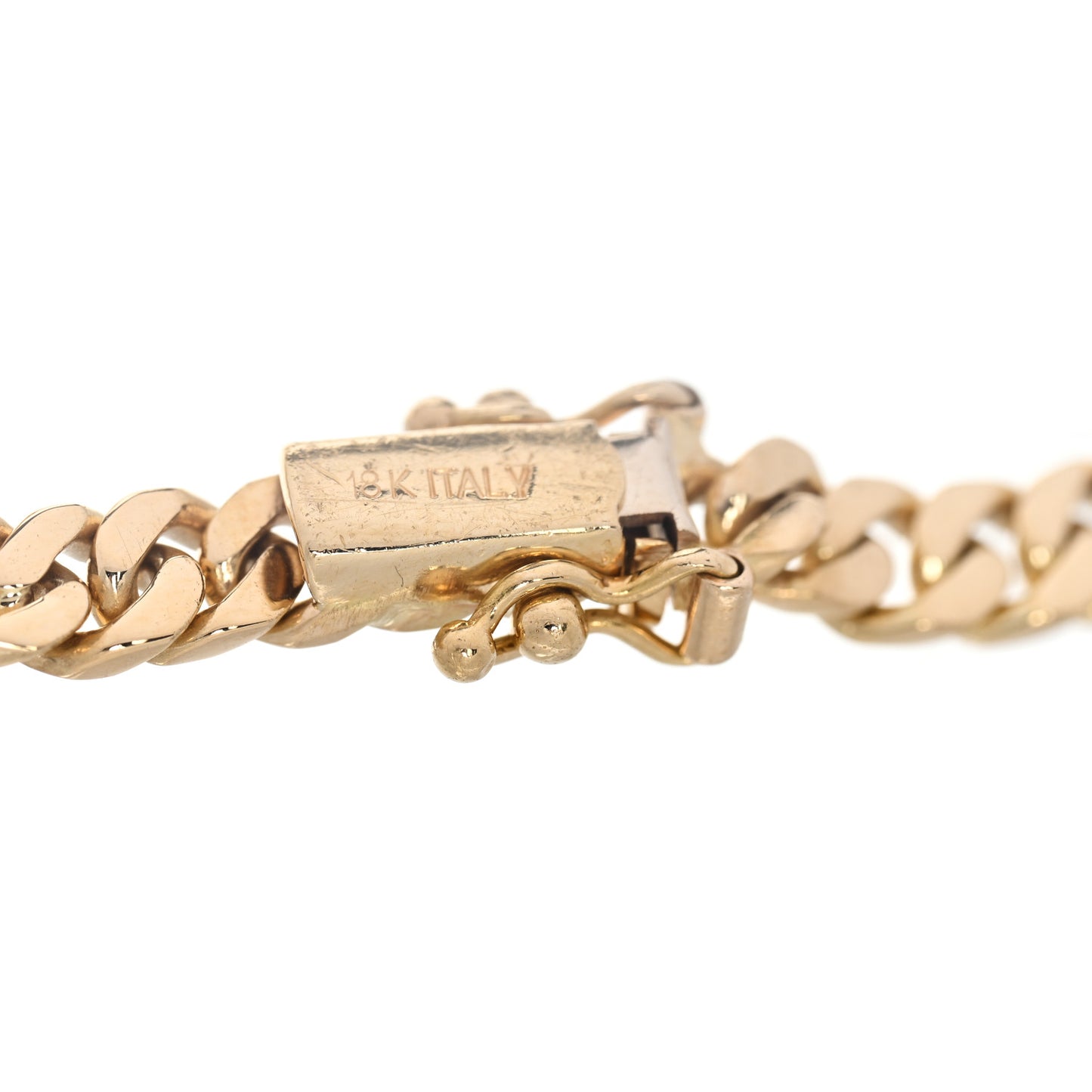 18K Yellow White Gold Diamond .25ct Bezel Station Curb Chain Bracelet