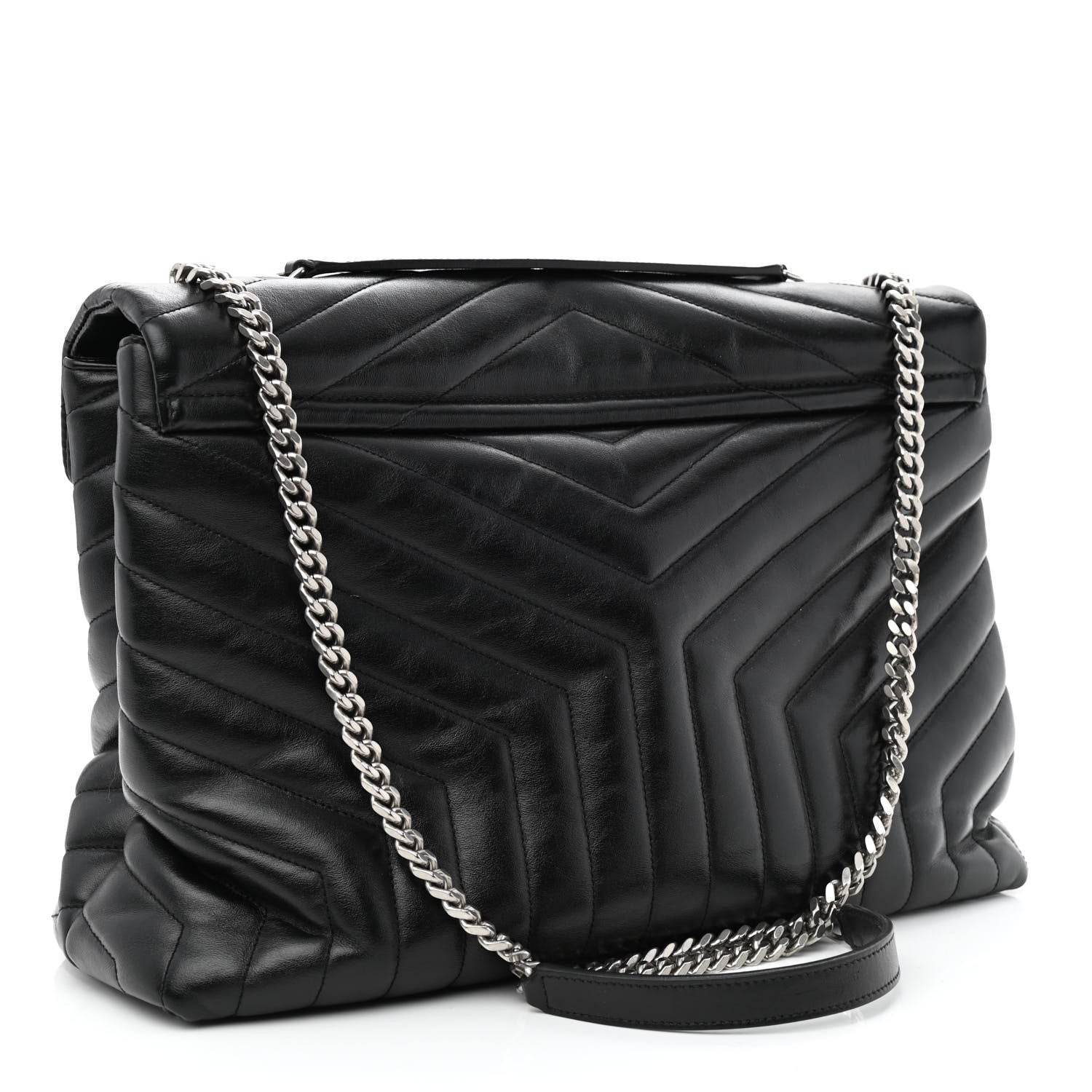 Saint Laurent Calfskin Y Quilted Monogram Large Loulou Chain Satchel Black 3 of 10