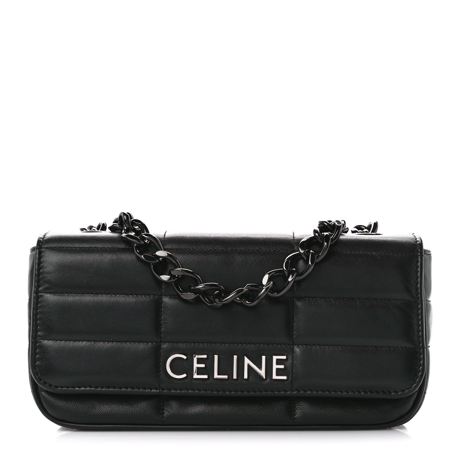 Celine Goatskin Matelasse Chain Shoulder Bag Black 1 of 9