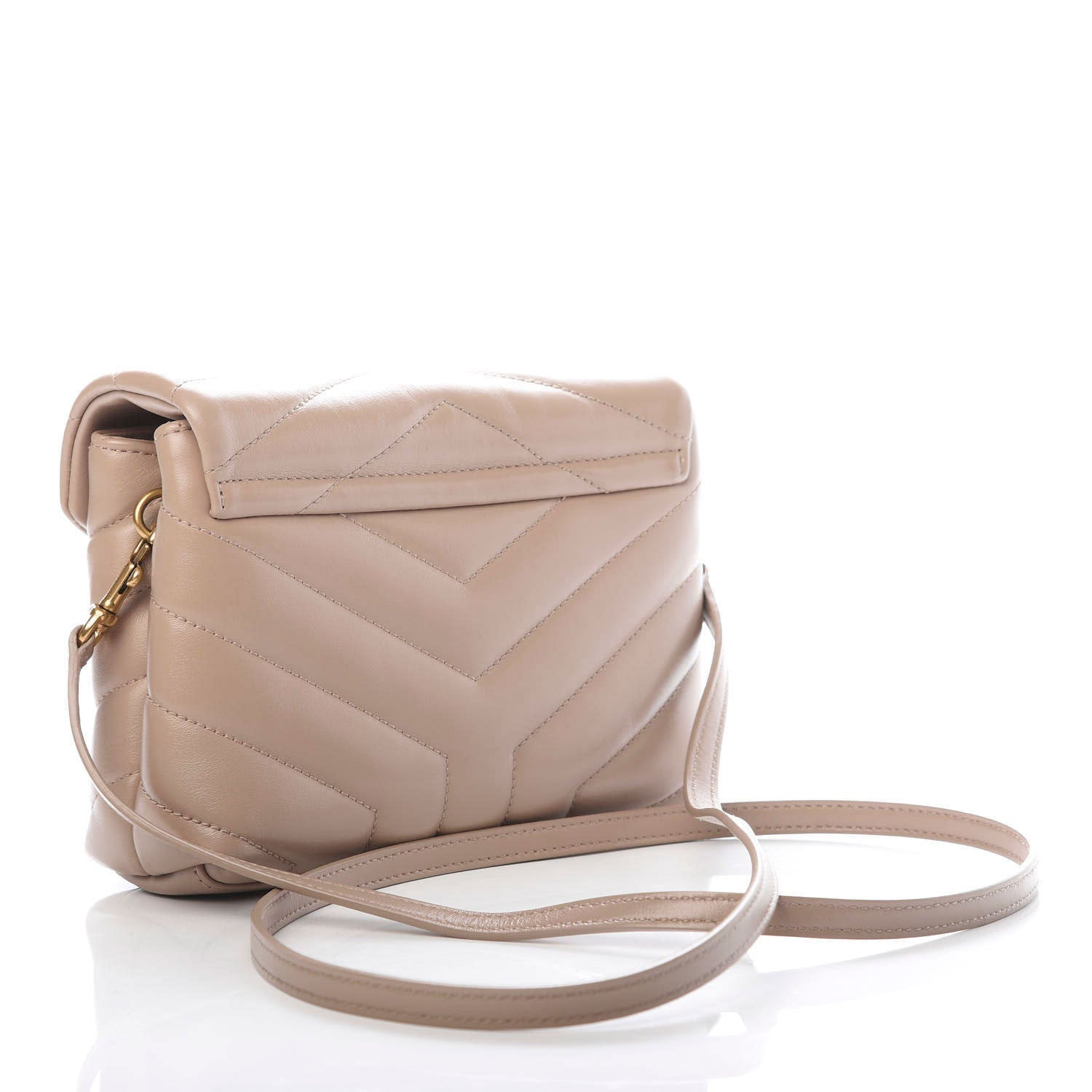 Saint Laurent Calfskin Y Quilted Monogram Toy Loulou Crossbody Bag Dark Beige 3 of 13