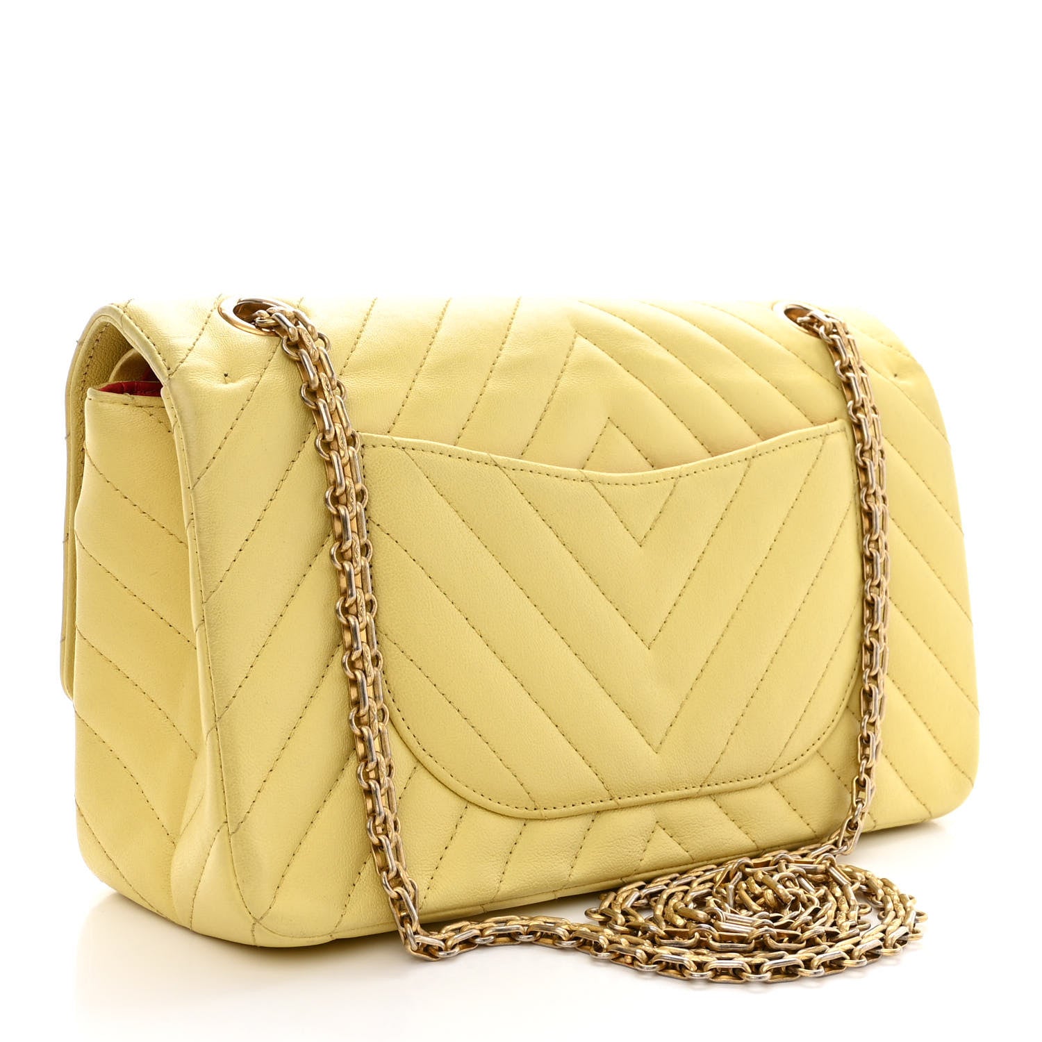 Chanel Sheepskin Chevron Quilted 2.55 Reissue 225 Flap Yellow 3 of 14