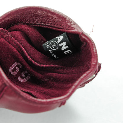 Chanel Lambskin Perforated Zipped CC Fingerless Gloves 7.5 Burgundy 6 of 9