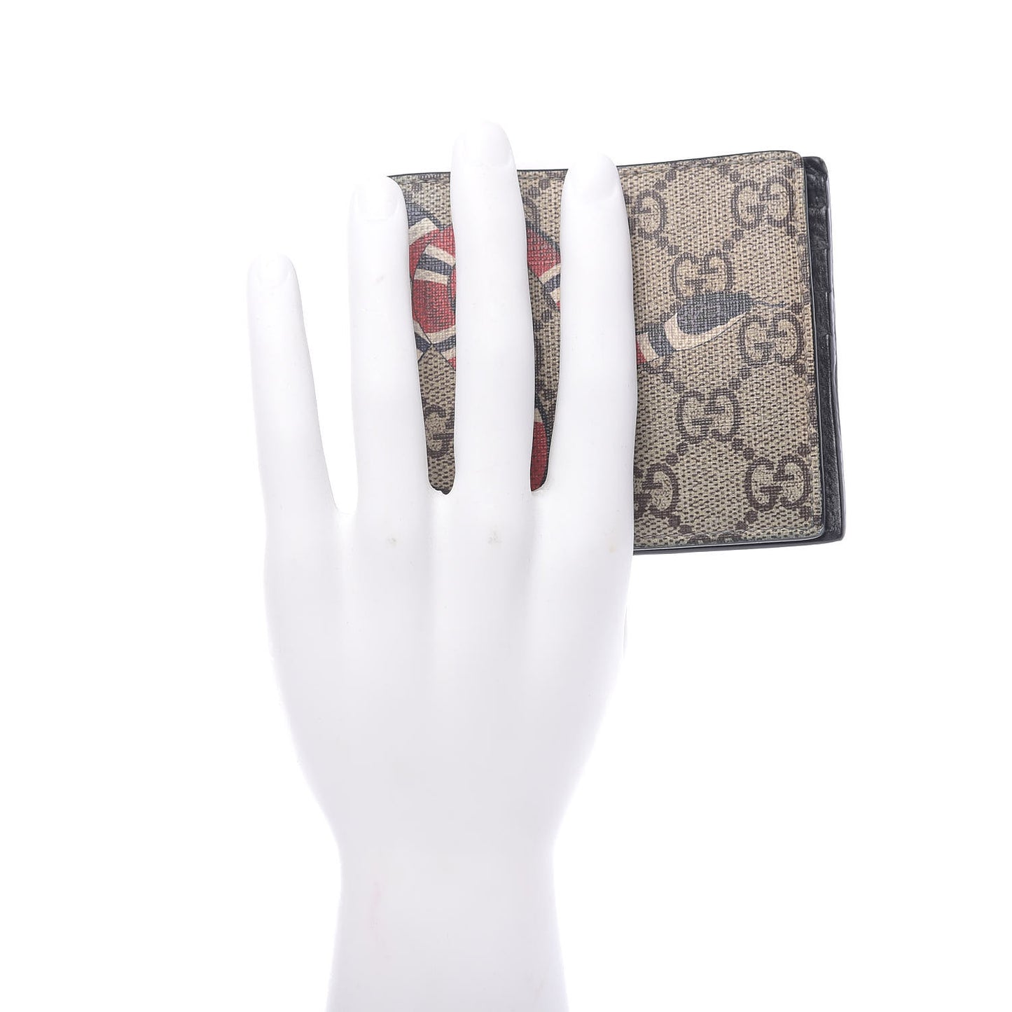 GG Supreme Monogram Selleria Calfskin Kingsnake Nice Bi-Fold Wallet Beige Ebony Multicolor Black