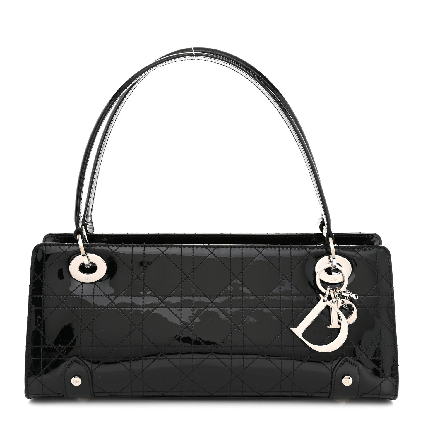 Patent Cannage Stitched East West Lady Dior Black