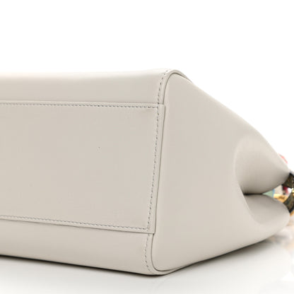 Fendi Nappa Elaphe Woven Handle Mini Peekaboo Iconic Satchel White Grigio Polvere 11 of 11