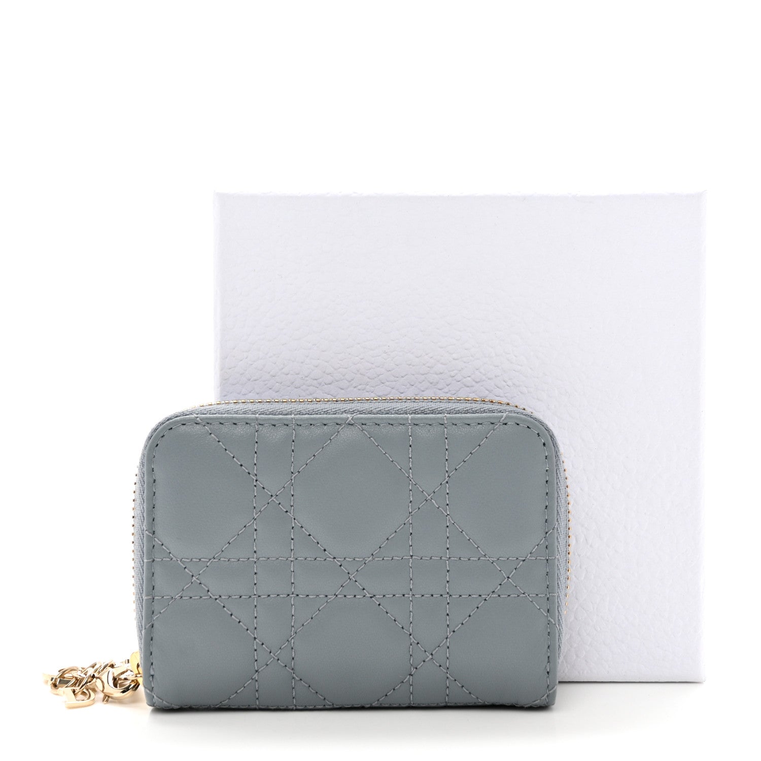 Christian Dior Lambskin Cannage Small Lady Dior Voyageur Coin Purse Cloud Blue 7 of 7