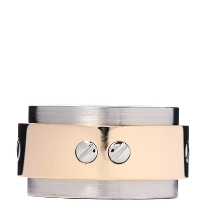 Cartier 18K Yellow Gold Stainless Steel 12mm Santos Ring 50 5.25 3 of 4