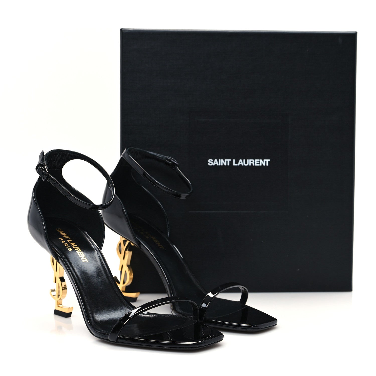 Saint Laurent Patent Calfskin Opyum 85 Sandals 38.5 Black 10 of 10