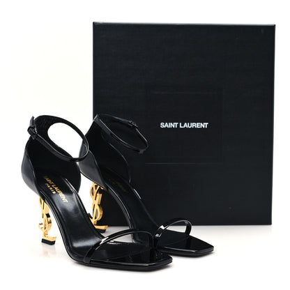 Saint Laurent Patent Calfskin Opyum 85 Sandals 38.5 Black 10 of 10