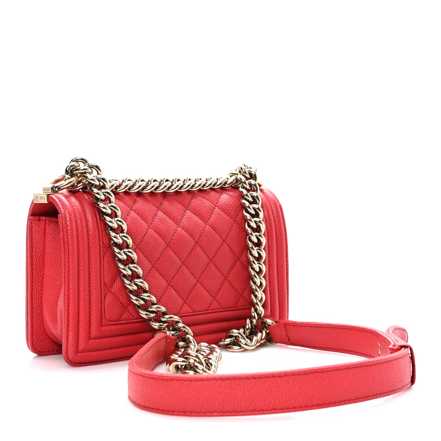 Chanel Caviar Quilted Small Boy Flap Red 3 of 10