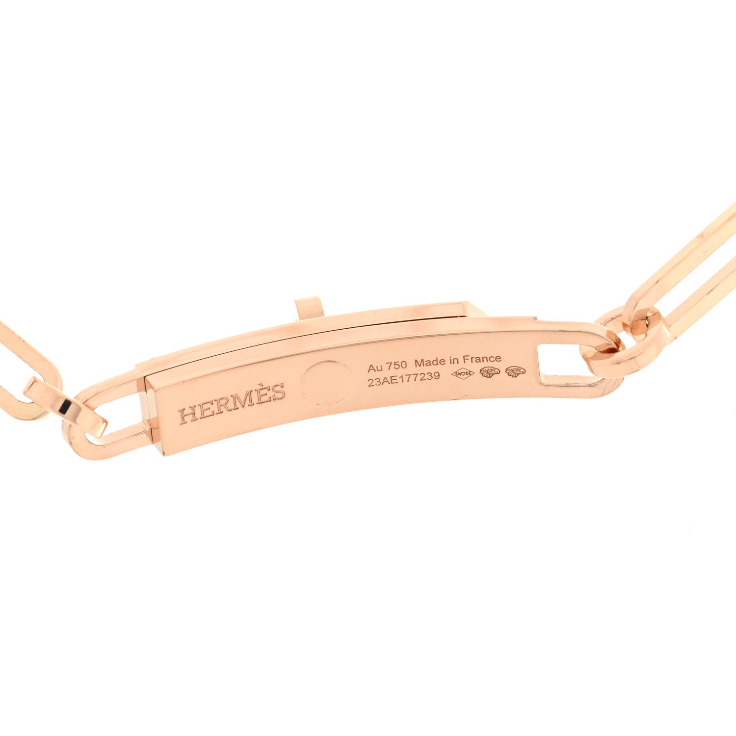 Hermes 18K Rose Gold Diamond Pave Kelly Chaine Choker Necklace 5 of 6