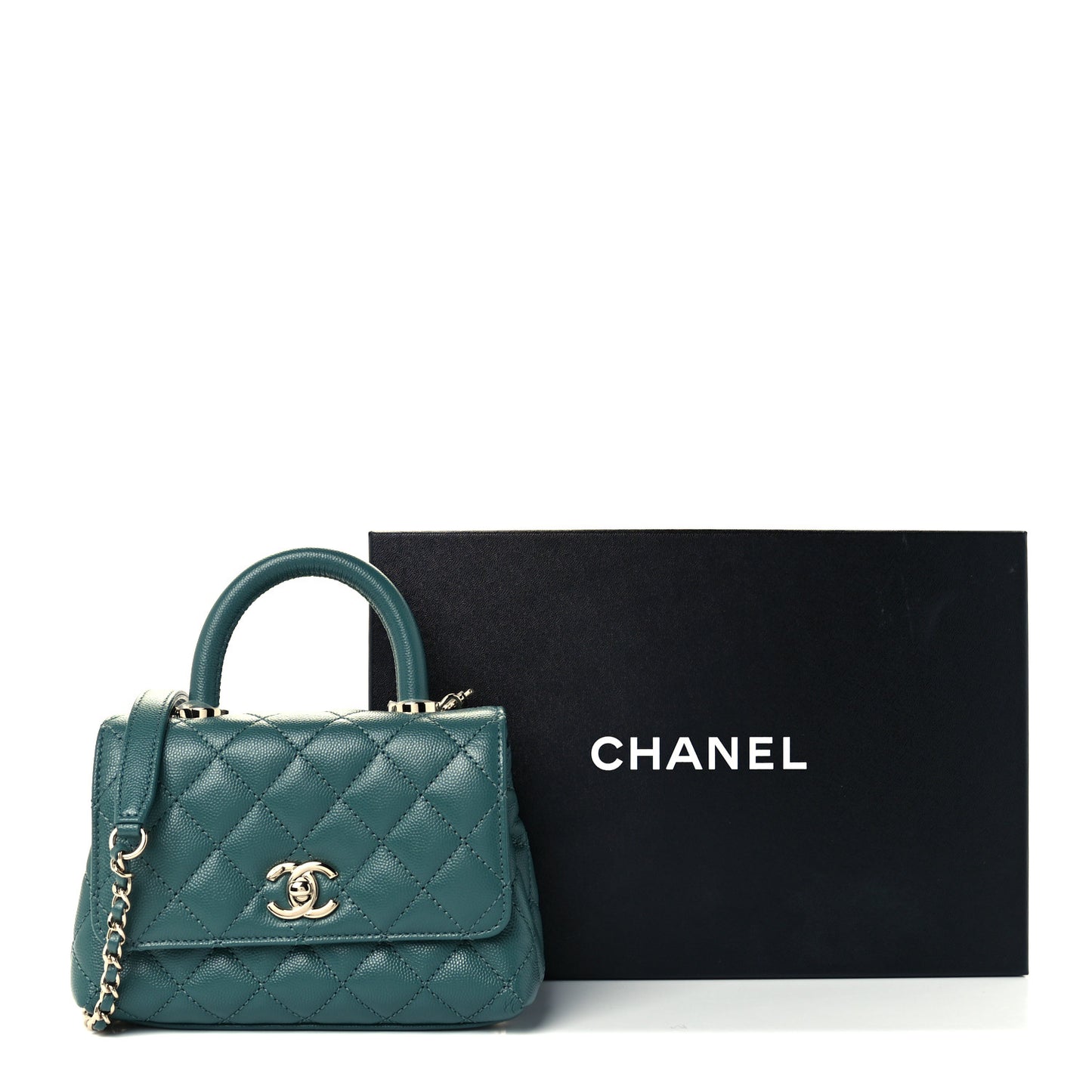Caviar Quilted Extra Mini Coco Handle Flap Green