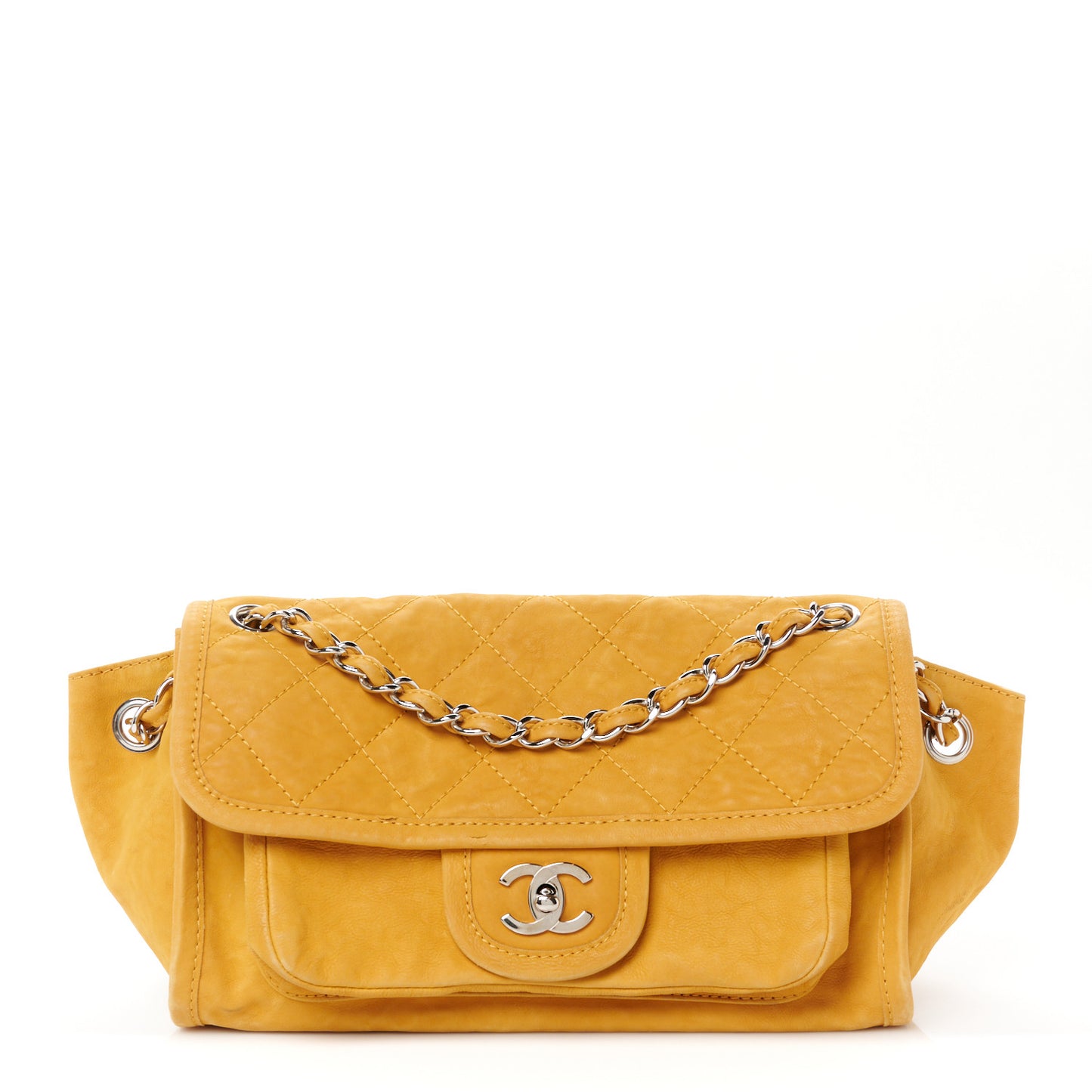 Ultra Soft Suede Calfskin Natural Beauty Flap Bag Yellow