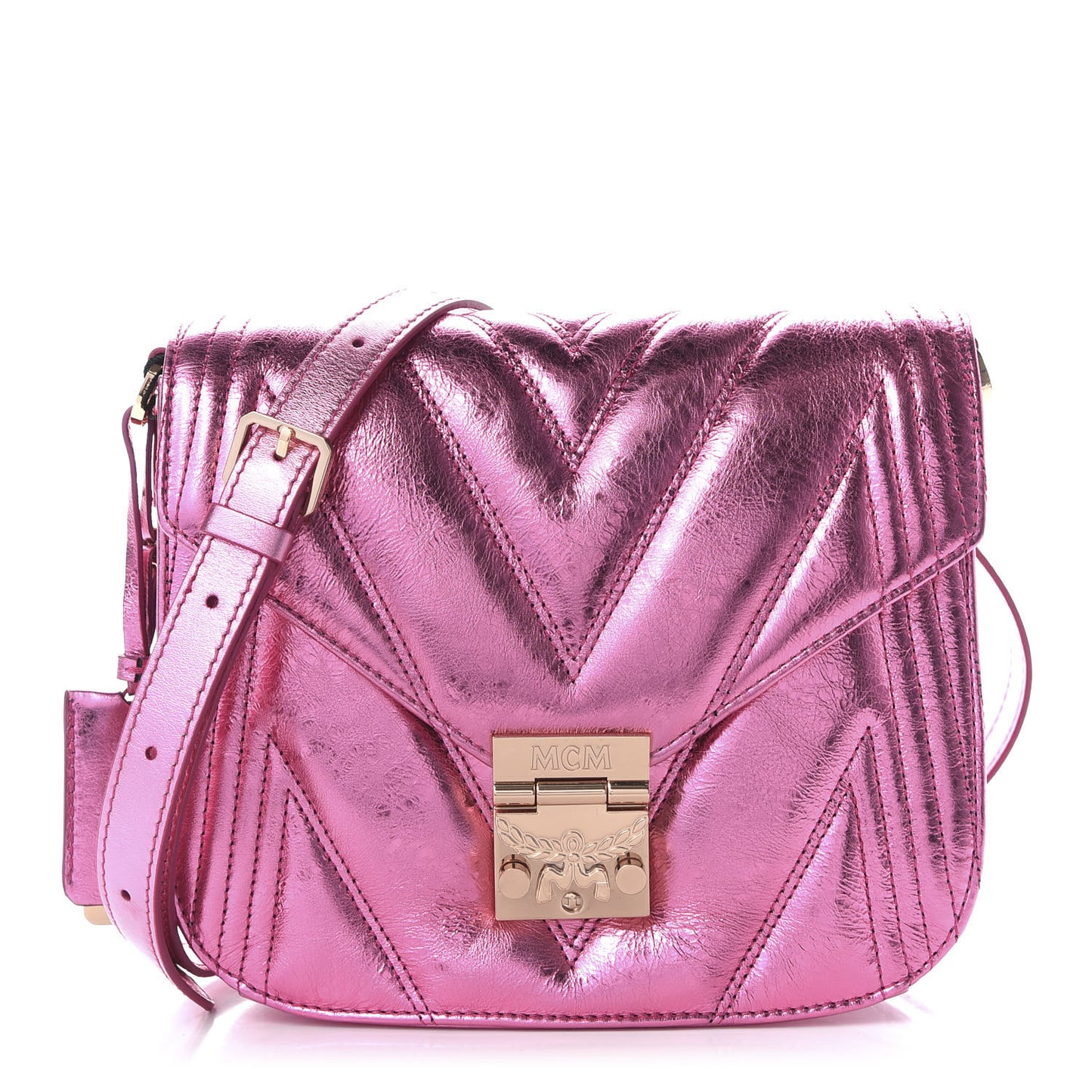Metallic Calfskin Quilted Patricia Crossbody Bag Viva Lila