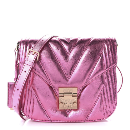 MCM Metallic Calfskin Quilted Patricia Crossbody Bag Viva Lila 1 of 9