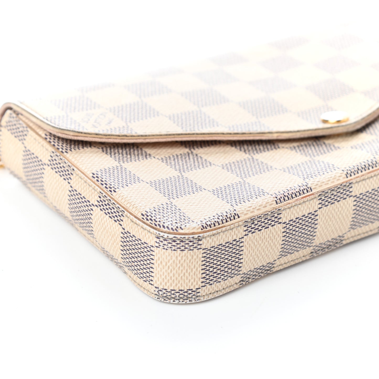 Damier Azur Pochette Felicie Chain Wallet Rose Ballerine