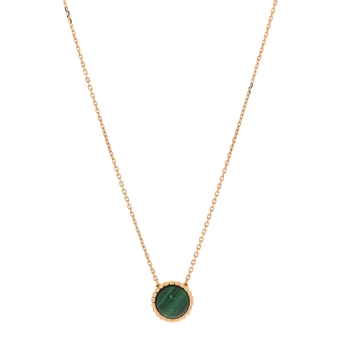 Van Cleef & Arpels 18K Yellow Gold Malachite Perlee Couleurs Pendant Necklace 1 of 6