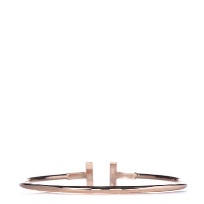 Tiffany 18K Rose Gold Diamond T Wire Bracelet 3 of 5