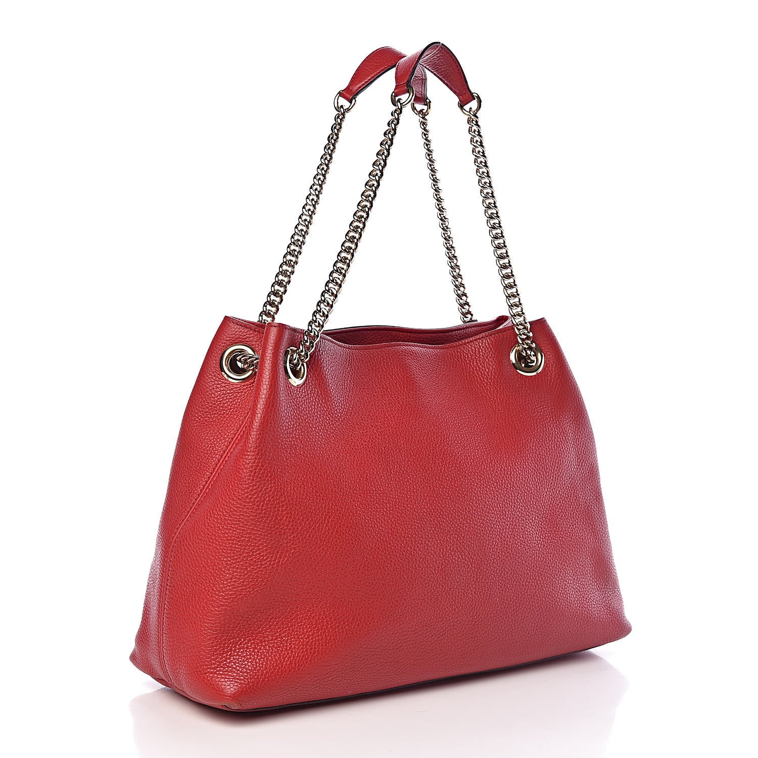 Gucci Pebbled Calfskin Medium Soho Chain Shoulder Bag Tabasco Red 3 of 12