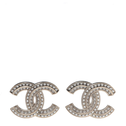 Chanel Pearl Crystal CC Earrings Gold 1 of 3