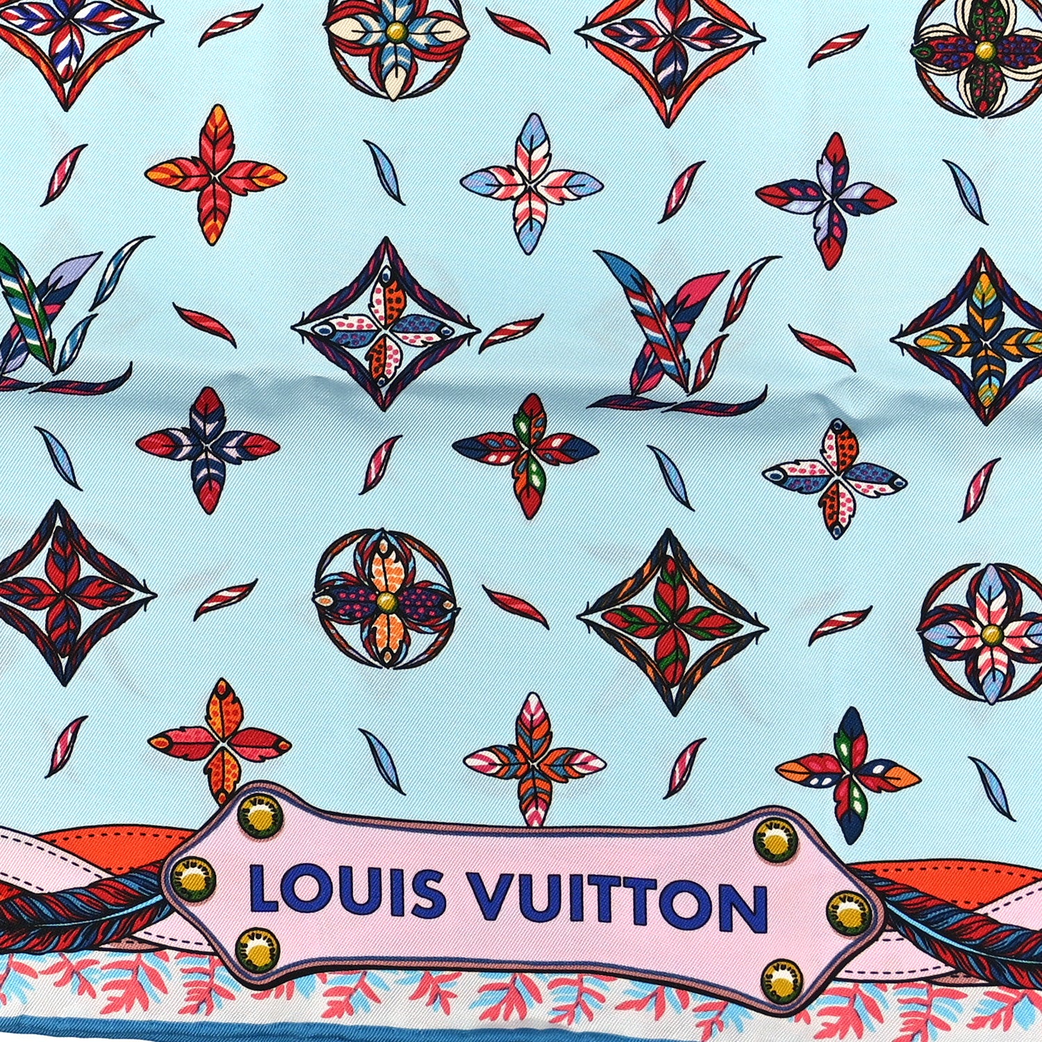 Louis Vuitton Silk Love Birds Square Scarf 70 Blue 2 of 3