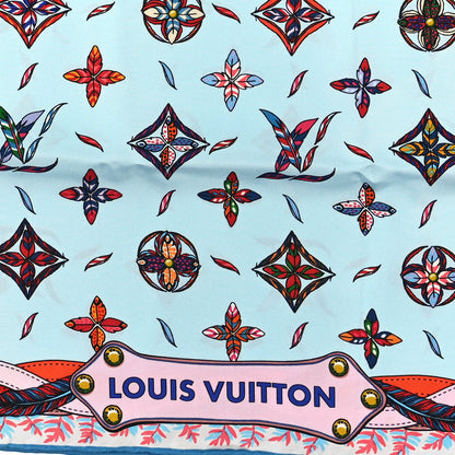 Louis Vuitton Silk Love Birds Square Scarf 70 Blue 2 of 3