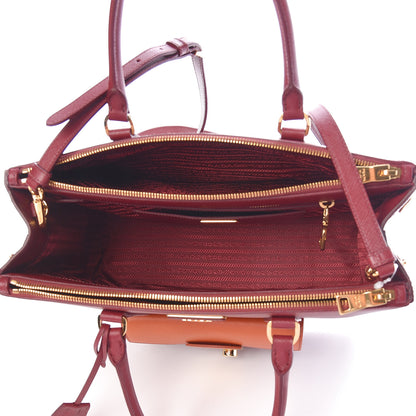 Prada Saffiano Lux Galleria Front Pocket Tote Cerise Papaya 5 of 9