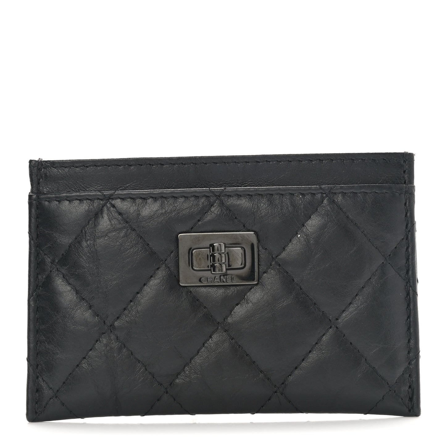 Aged Calfskin Quilted Reissue Card Holder So Black
