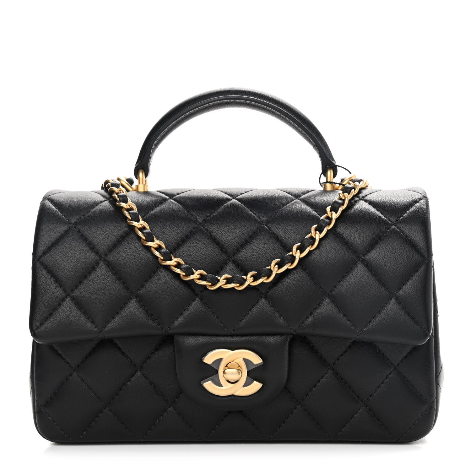 Chanel Lambskin Quilted Mini Top Handle Rectangular Flap Black 1 of 9