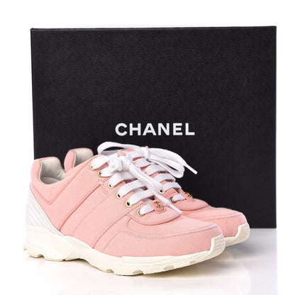 Chanel Canvas Womens CC Sneakers 38 Salmon 22 of 22