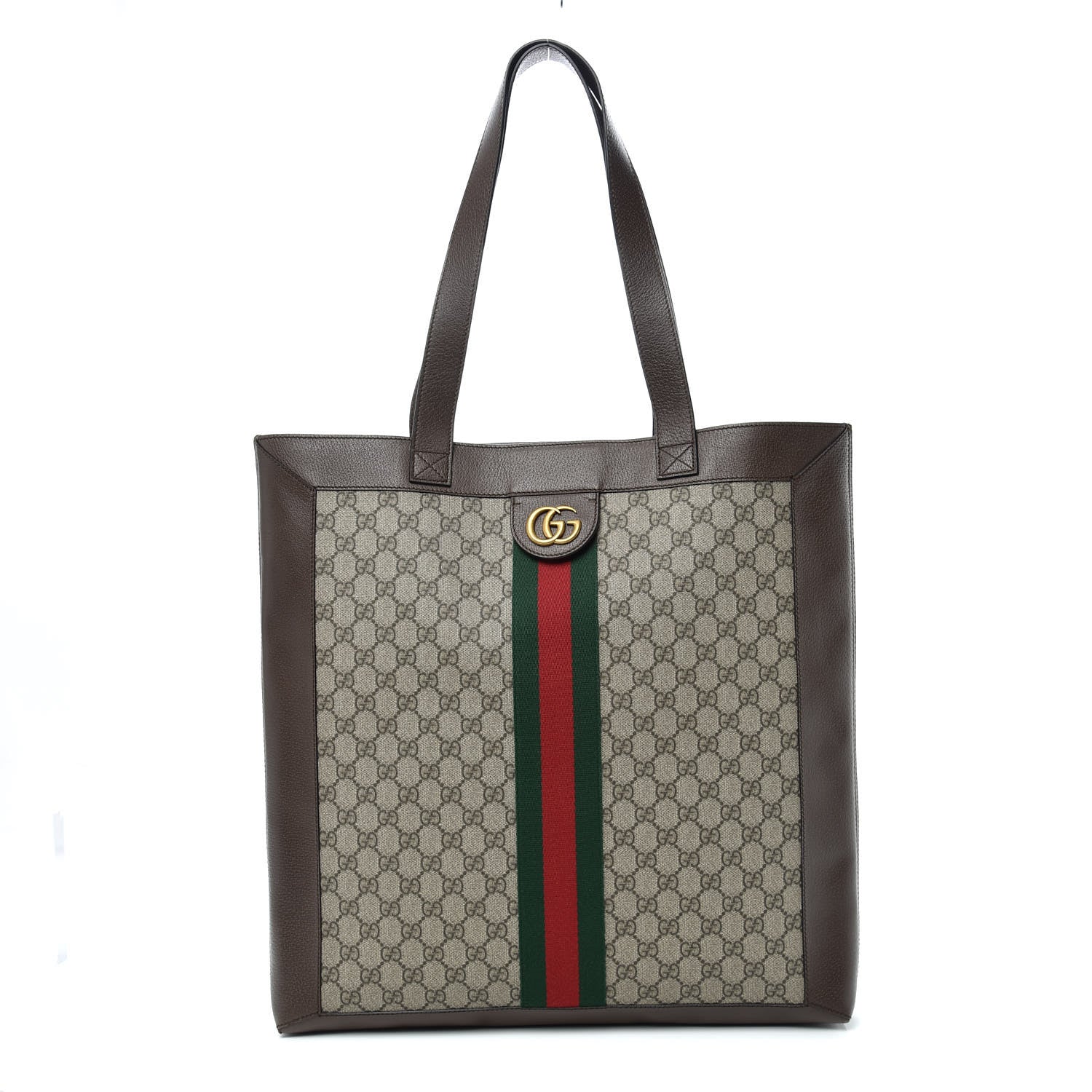 Gucci GG Supreme Monogram Web Large Ophidia Vertical Shopping Tote Brown 1 of 9