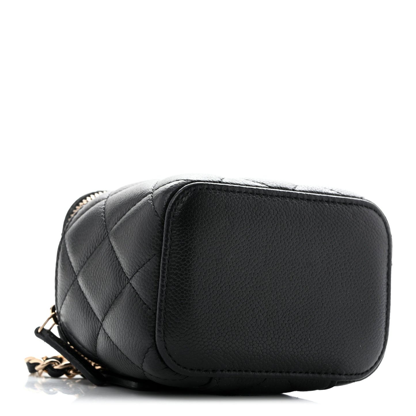 Caviar Quilted Tiny CC Mini Vanity Case With Chain Black