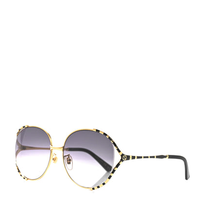 Gucci Metal Round Frame GG0595S Sunglasses Gold Black 1 of 6