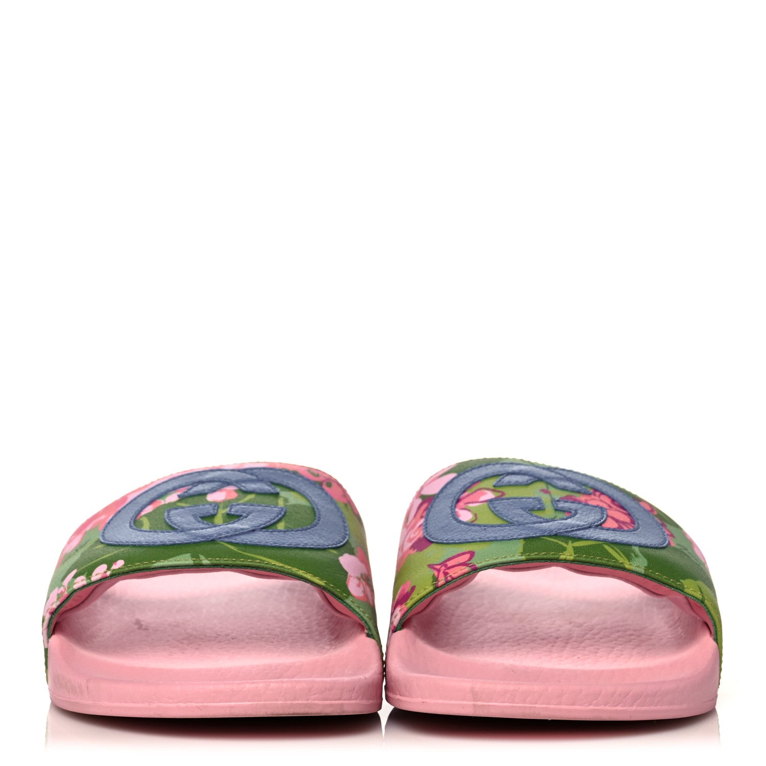 Gucci X KEN SCOTT Rubber Infinity Zia Interlocking G Womens Pool Slide Sandals 37 Green Lilac Bright Splash 2 of 8