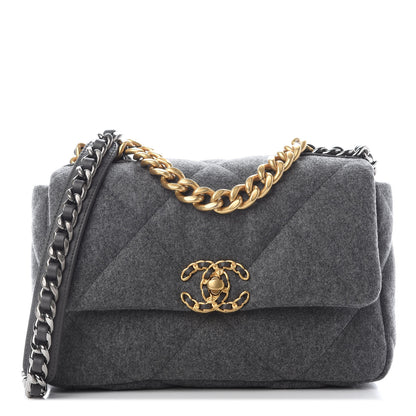 Chanel Wool Quilted Medium Chanel 19 Flap Grey 1 of 10