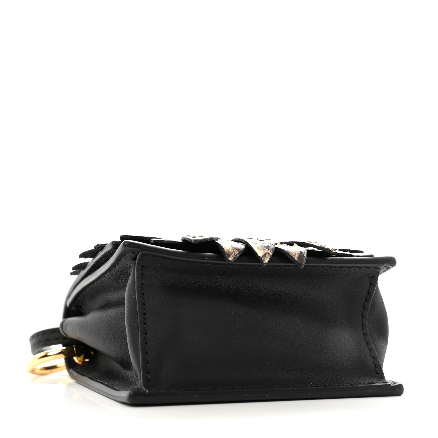 Fendi Vitello Snakeskin F is Fendi Flower Micro Kan I Shoulder Bag Black Multicolor 4 of 11