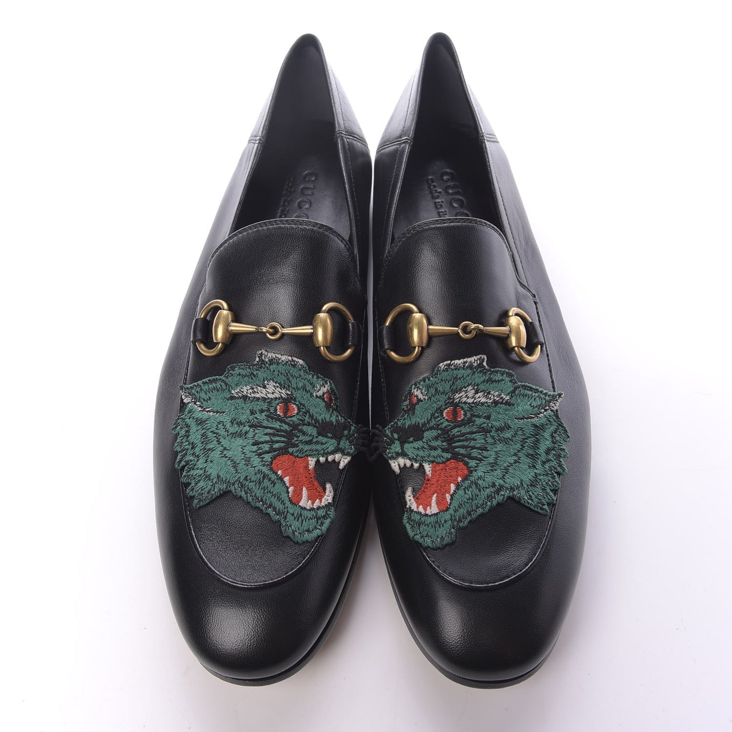 Lambskin Wolf Embroidered Mens Brixton Horsebit Loafers 8.5 Black