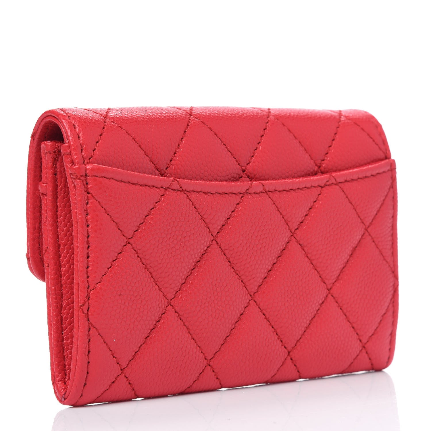 Chanel Caviar Quilted Flap Card Holder Wallet Red 2 of 4