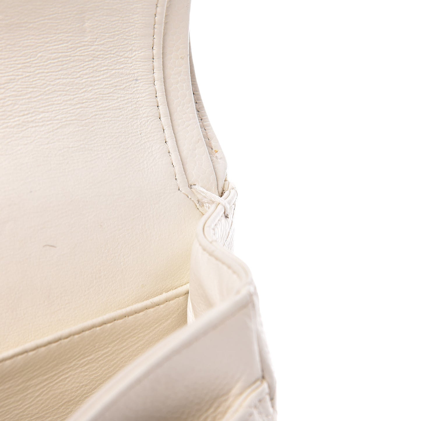 Caviar Quilted Medium Double Flap White